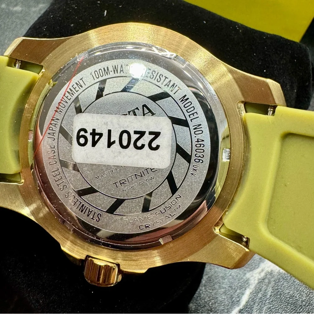 Invicta Pro Diver 46036 50mm Gold Camo Dial Watch Olive Strap BNIB New